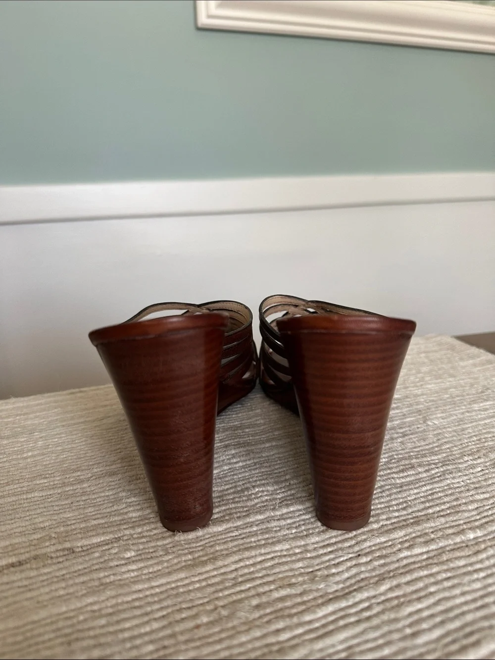 Vintage HIGH Qualiry Cole Haan Brown Leather Woven Slide Mules 7 AA